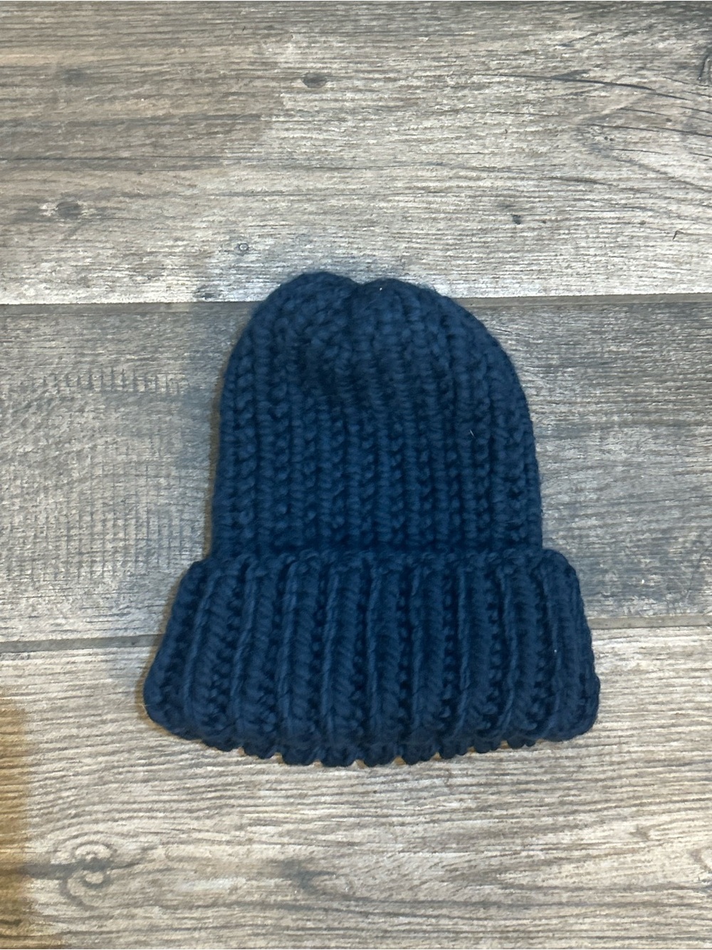 Handmade Cozy Blue Knit Wool Blend Chunky Beanie 12” NEW